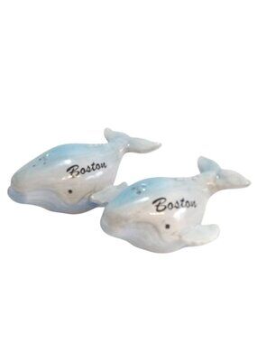 Hand Painted Mother and Baby Whales, Salt & Pepper Shakers. Boston Souvenir